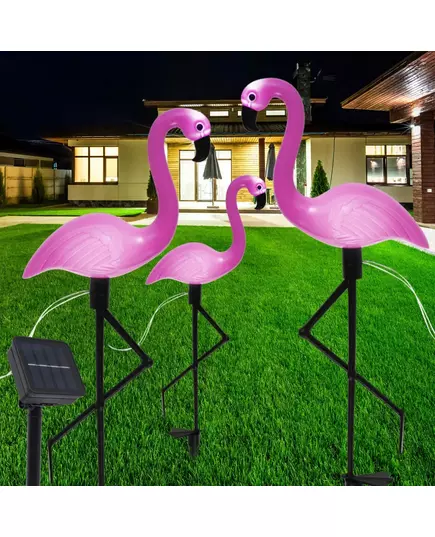 3PCS Flamingo Solar Light Waterproof LED Pink Flamingo Stake Light Landscape Ground Lamp for Outdoor Pathway
