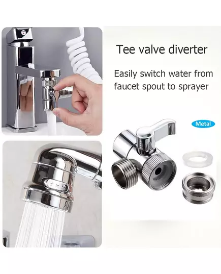 Basin Faucet Diverter Valve with Shower Head Bathroom Kitchen Tap Adapter Splitter Set Water Diversion Shower
