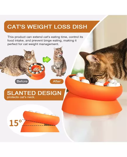 Cat Bowl Puzzle Toy Leak Food Slowly Feed Keep Cat Stomach Healthy Slanted Design Protect Kitty