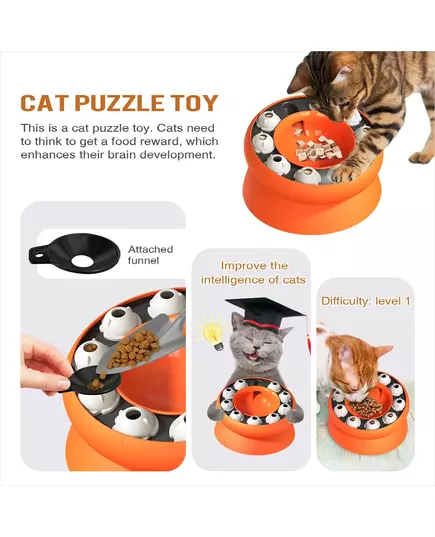 Cat Bowl Puzzle Toy Leak Food Slowly Feed Keep Cat Stomach Healthy Slanted Design Protect Kitty