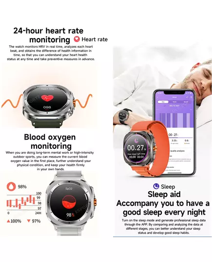 For Galaxy Watch Ultra New Compass Smart Watch Men Always Display Heart Rate Gesture Control Bluetoot