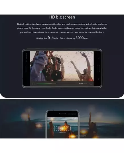 Nokia 6 Smartphone Full Screen Dual SIM 4G Black 4 64G Senior Phone Nokia 6 Cheap