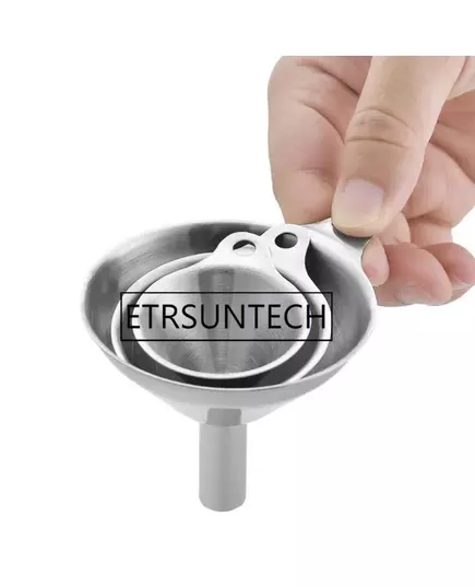 100sets Multifunctional Stainless Steel Funnel Essentail Oil Water Seasoning Wine Flask Funnel For Home Kitchen