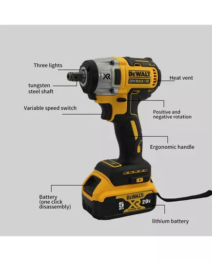 Dewalt DCF880 Brushless Impact Driver Rechargeable 20V Lithium Battery High Torque Electric Wrench Compact Strong Power