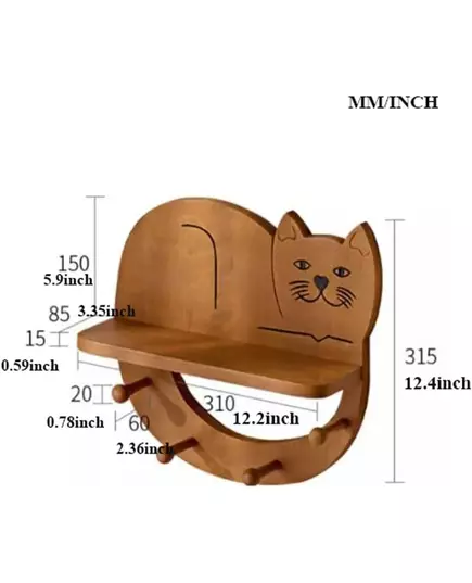 Solid Wood Storage Shelves Hooks Cute Cat Multifunctional Shelves Home Wall Hanging Kitchen Storage Accessories Home