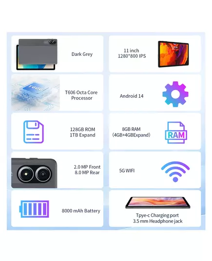 PRITOM Android 14 Tablet 11 Inch 8GB 4 4 Expand RAM 128GB ROM Octa Core With