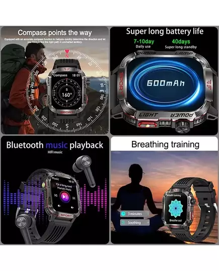 2024 New For Xiaomi Military Smart Watch Men 1 96 inch GPS Compass IP68 Bluetooth call