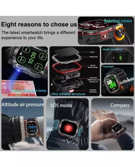 2024 New For Xiaomi Military Smart Watch Men 1 96 inch GPS Compass IP68 Bluetooth call