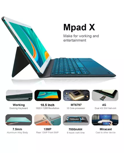 Tablet Laptop 10 8 Inch android tablet 2 In 1 10 cores MT6797 Tablets 2k screen