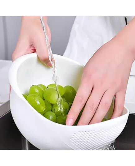 1PC Silicone Colander Rice Bowl Drain Basket Fruit Bowl Washing Drain Basket with Handle Washing Basket