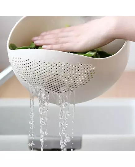1PC Silicone Colander Rice Bowl Drain Basket Fruit Bowl Washing Drain Basket with Handle Washing Basket
