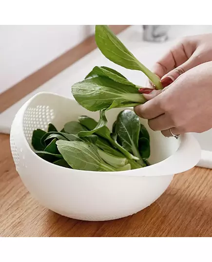 1PC Silicone Colander Rice Bowl Drain Basket Fruit Bowl Washing Drain Basket with Handle Washing Basket