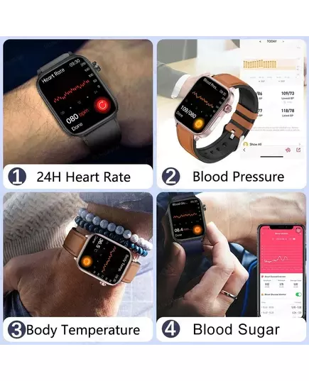 2024 New ECG PPG Uric Acid Non Invasive Blood Glucose Smartwatch Men Bluetooth Call Heart Rate