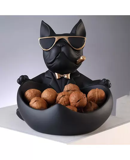 French Bulldog Sculpture Dog Statue with Tray and Keys Holder Storage Gift Home Decor Ornaments Rood