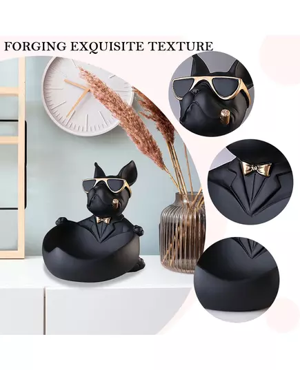 French Bulldog Sculpture Dog Statue with Tray and Keys Holder Storage Gift Home Decor Ornaments Rood