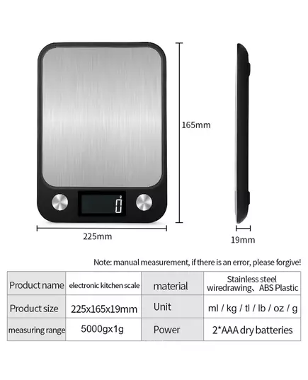 Kitchen Scale 15Kg 1g Weighing Food Coffee Balance Smart Electronic Digital Scales Stainless Steel Design for