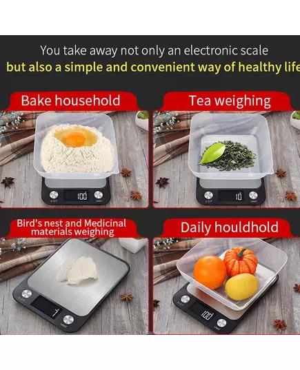 Kitchen Scale 15Kg 1g Weighing Food Coffee Balance Smart Electronic Digital Scales Stainless Steel Design for