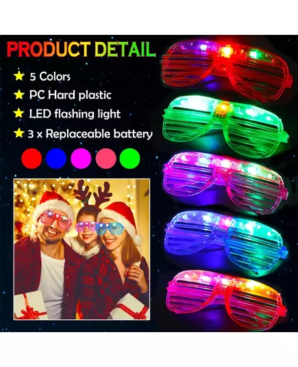 1 60PCS 6 Neon Colours Eyeshade Lampshade Luminous LED Glasses Christmas Party Mardi Gras Decoration Party
