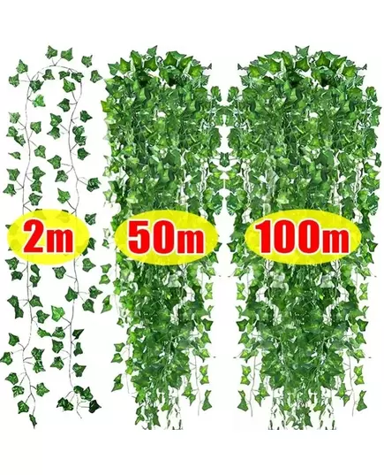 100 2M Artificial Green Ivy Vine Garland Fake Leaf Plants Rattan Hanging Creeper Garlands for Garden