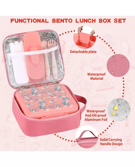 Bento Lunch Box for Kids With 8oz insulated vacuum food jar Lunch bag ice pack and