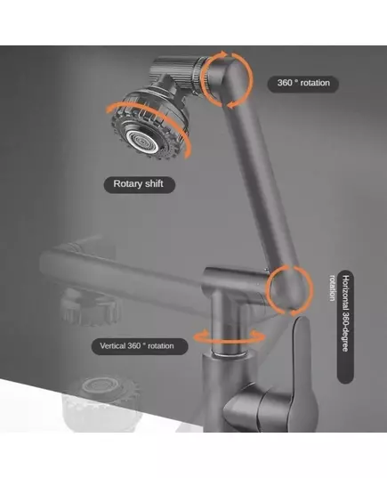 Mechanical Arm Universal Faucet Bathroom Kitchen Splashproof Faucet Bathroom Countertop Basin Hot and Cold Tap Faucet