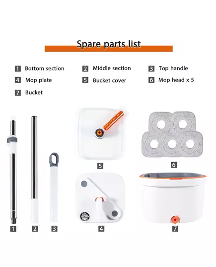 Mop Water Separation Square Mop With Bucket 3PCS Mop Heads 360 Ceaning Microfiber Lazy Floor Floating