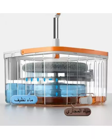 Mop Water Separation Square Mop With Bucket 3PCS Mop Heads 360 Ceaning Microfiber Lazy Floor Floating