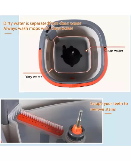Mop Water Separation Square Mop With Bucket 3PCS Mop Heads 360 Ceaning Microfiber Lazy Floor Floating