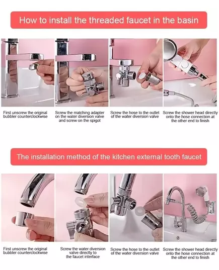 New Handheld Faucet Diverter Valve Shower Head For Home Bathroom Kitchen Faucet Adapter Set Adjustable Diverter