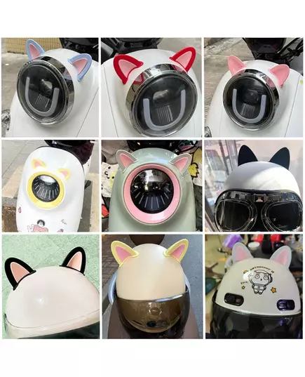 2pcs set Motorcycle Helmet Cat Ears Cute Electric Car Motocross Stickers Driving Styling Universal Helmet Decoration