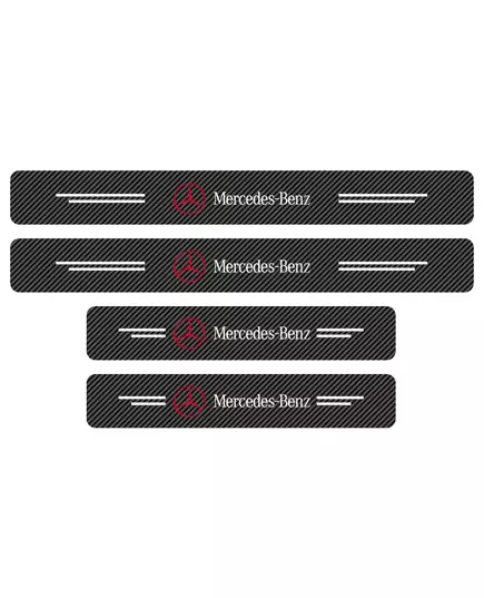 4Pcs Car Door Plate Carbon Fiber Threshold Protector Sticker Decals For Mercedes Benz W166 W212 W204