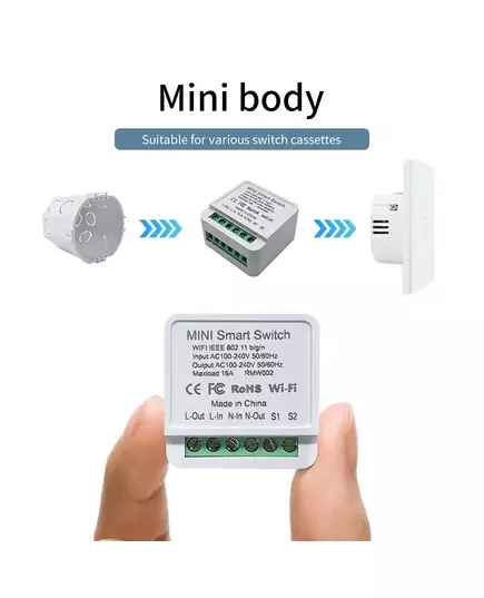 16A Wifi Smart Switch DIY Light Mini Switches 2 Way Control Wireless Smart Home Breaker With