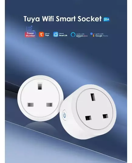 Tuya EWLink WiFi 16A UK Smart Plug Mini Smart Socket Remote Voice Control with Energy Monitor