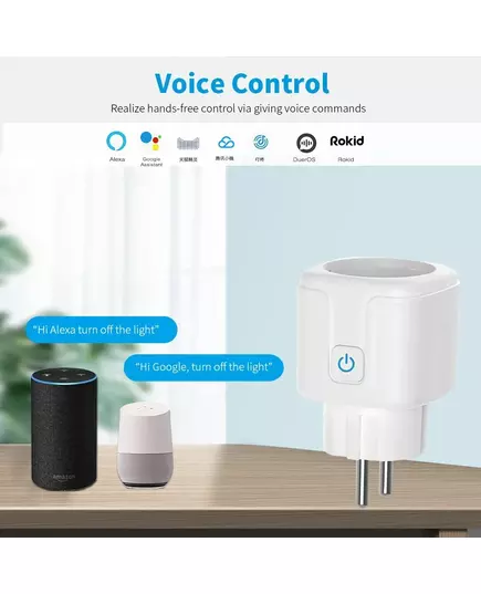Tuya Smart Socket EU16A 20A Wifi Smart Plug With Power Monitoring Smart Life APP Remote Control
