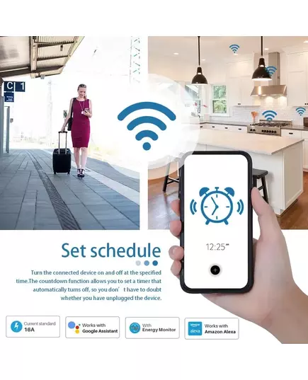 Tuya Smart Socket EU16A 20A Wifi Smart Plug With Power Monitoring Smart Life APP Remote Control