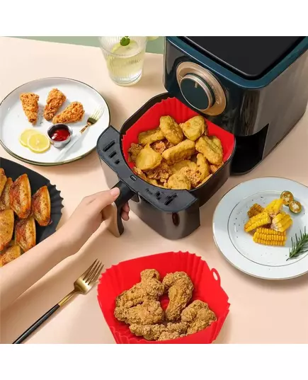 1PC Reusable Airfryer Pan Liner Accessories Silicone Air Fryers Oven Baking Tray Pizza Fried Chicken Airfryer