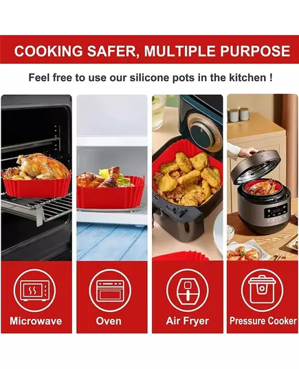 1PC Reusable Airfryer Pan Liner Accessories Silicone Air Fryers Oven Baking Tray Pizza Fried Chicken Airfryer