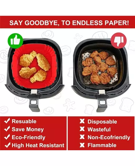 1PC Reusable Airfryer Pan Liner Accessories Silicone Air Fryers Oven Baking Tray Pizza Fried Chicken Airfryer