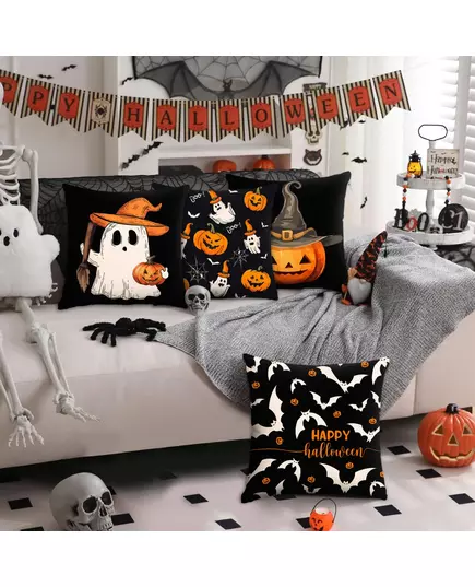 1pc 4pcs Halloween decoration pillow cover trick or treat cushion cover ghost pumpkin head bat decoration