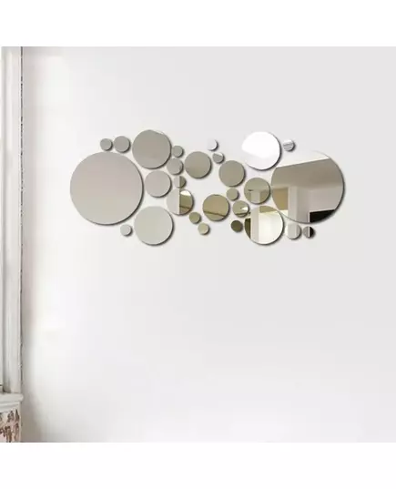 26 PCs 3D Acrylic Mirror Wall Sticker round Mirror DIY Bedroom Bathroom and TV Background Room