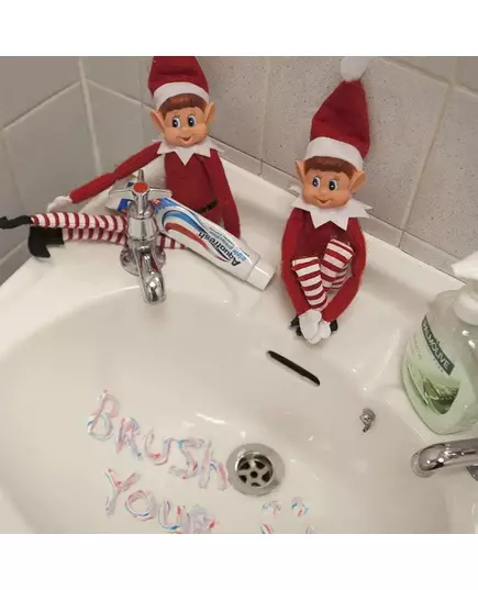 Elfie Boy and Elvie Girl Set Fun and Playful Elves Behavin Badly Figure with Soft Body