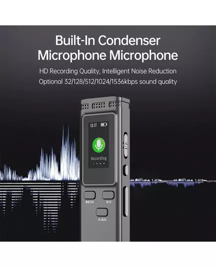 64GB 16GB 8GB Digital Voice Recorder Voice Activated Audio Recording Noise Reduction with Playback MP3 Music