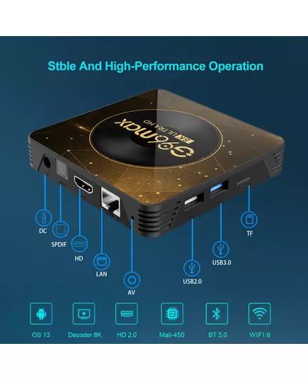 Android 13 8K Ultra HD Smart TV Box Wifi6 Fast Stable Transmission Media Player 4GB64GB Large