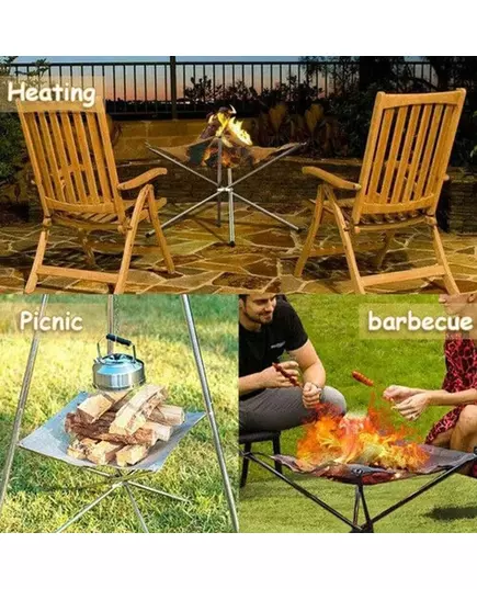 Stainless Steel Outdoor Camping Campfire Fire Rack Foldable Mesh Fire Pit Wood Stove Fire Frame Rack